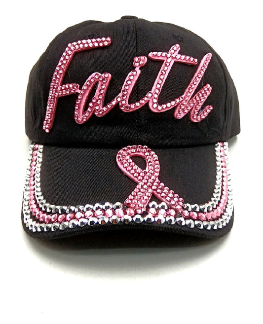 Black Faith Pink Ribbon Hat